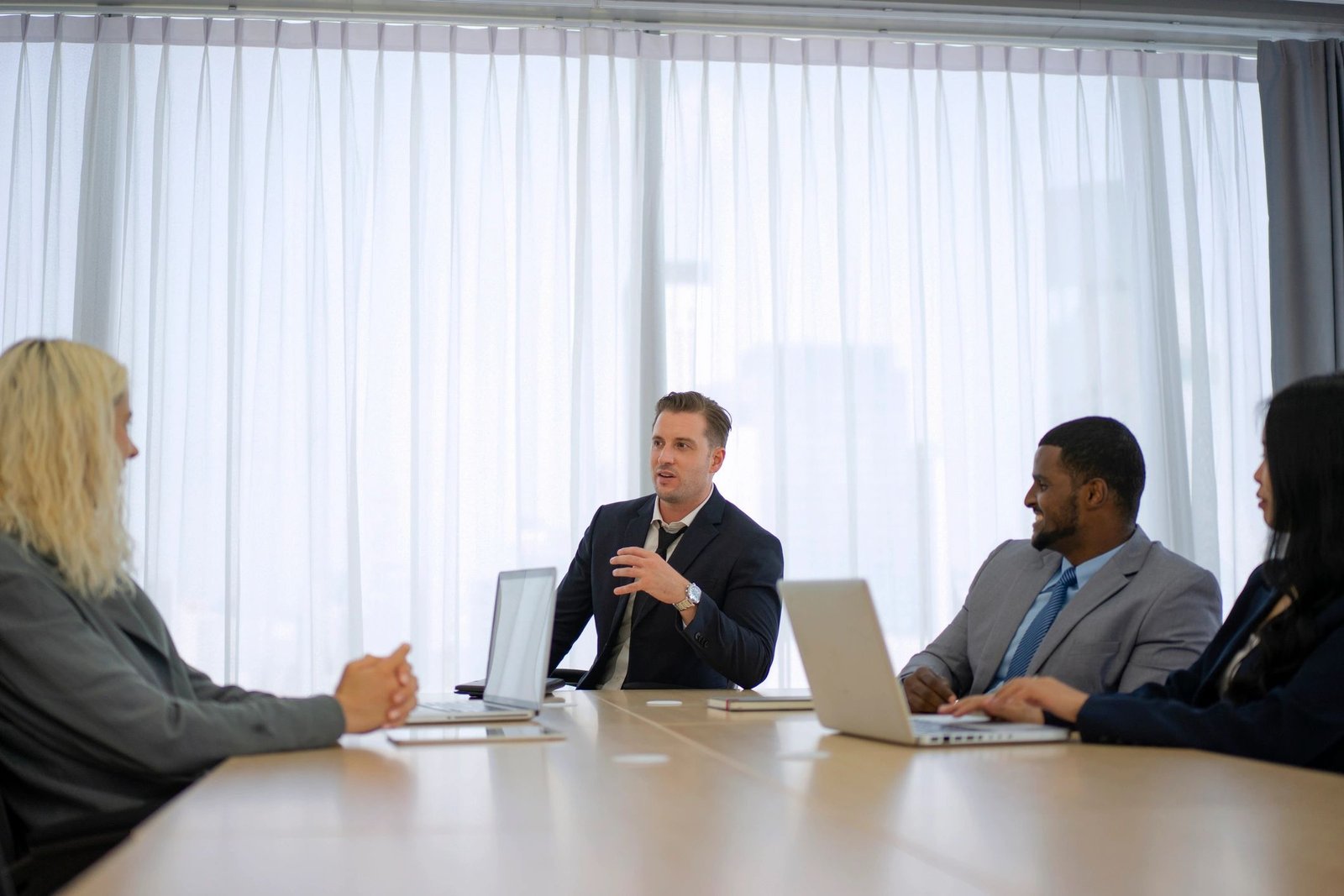 Business professionals meeting in a conference room